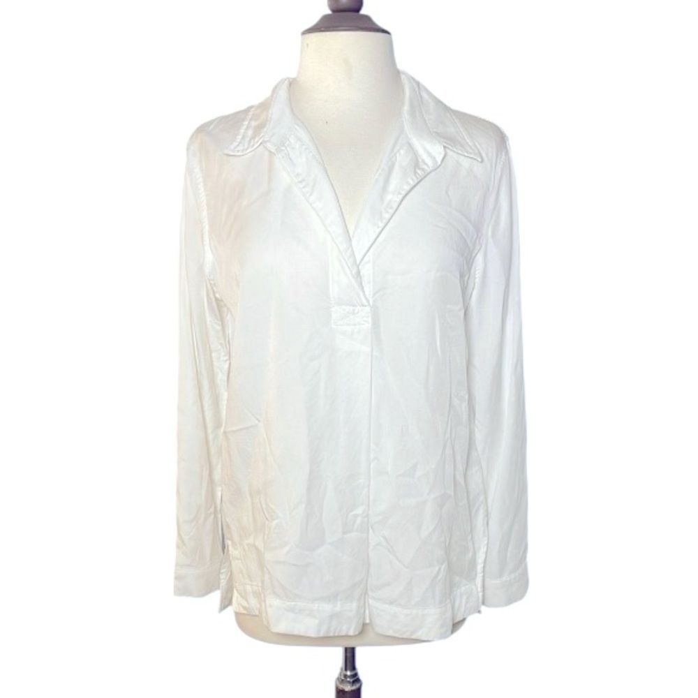 Modern citizen white collared long sleeve pullover blouse | size M